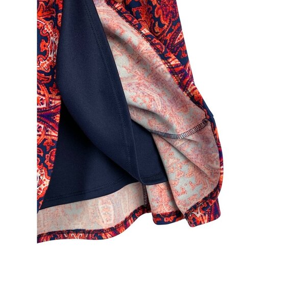 Renee C Womens Skirt Made In USA Vibrant Red & Blue Baroque Pattern Medium Cotto - Picture 2 of 4